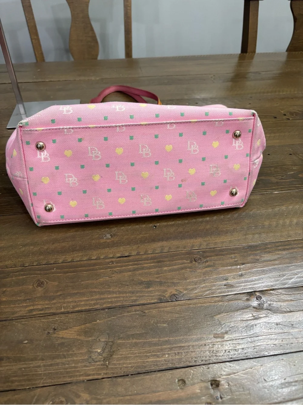 Dooney & Bourke Vintage Pink Logo Tote with Gold Heart Charm